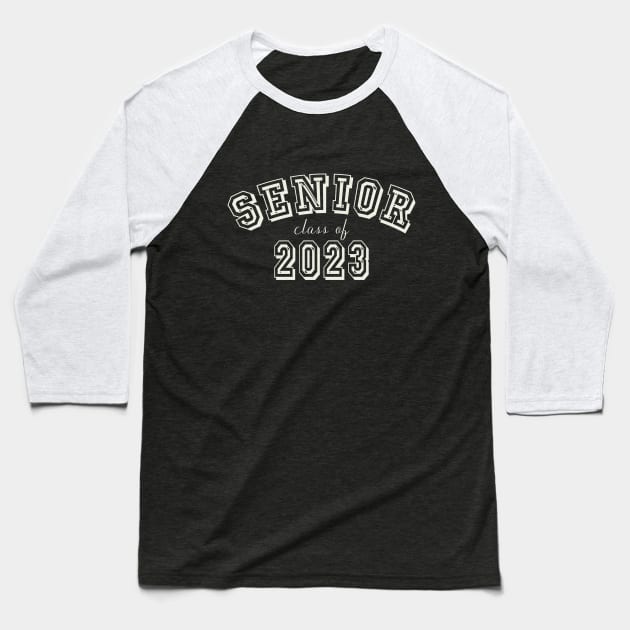 Seior 2023 Vintage College Text Baseball T-Shirt by tropicalteesshop